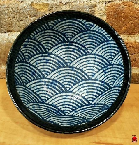 Cuenco de cerámica seikaiha mediano
