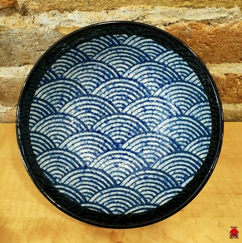Cuenco de cerámica seikaiha grande