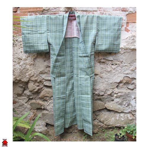 Kimono verde cuadros