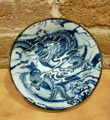 Cuenco de cerámica dragón azul mediano 2