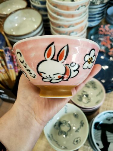 Cuenco de cerámica conejo rosa